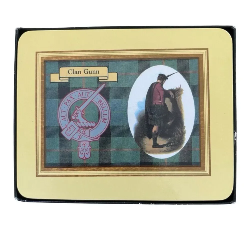 6 Vintage Gunn Clan Manor Craft Coasters